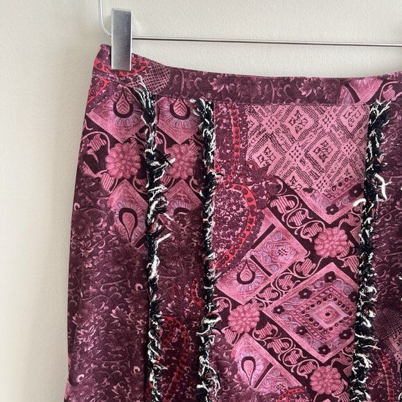 Vintage Paisley Fringe Midi Skirt 6 8 Boho Fairy Grunge Whimsigoth Western Y2K - Picture 8 of 9